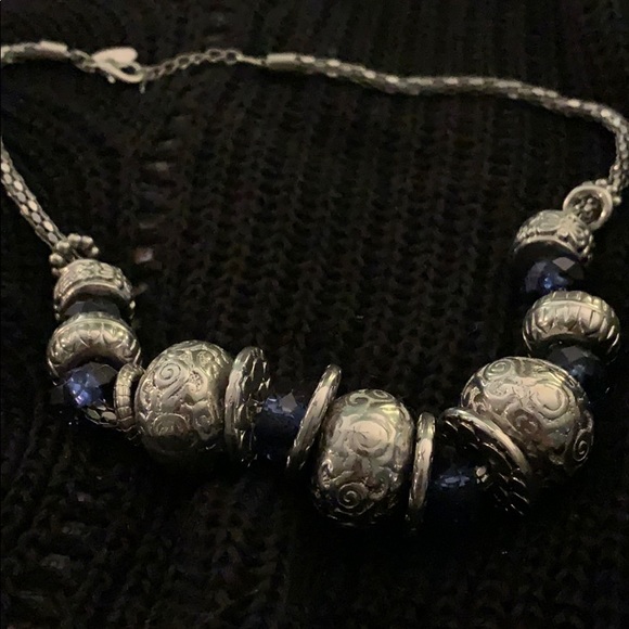Silver and Blue Statement Necklace - Picture 2 of 2